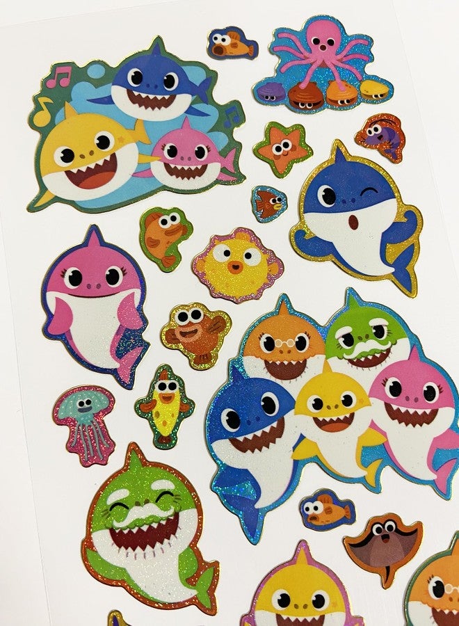 Paper Projects 01.70.06.167 Baby Shark Sparkly Stickers | Official Licensed Product | Reusable on Non-Porous Surfaces, White, 19.5cm x 9.5cm - Image 4